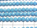 [Video] High Quality! Magnesite Turquoise 32Faceted Round 4mm 1strand beads (aprx.15inch/37cm)