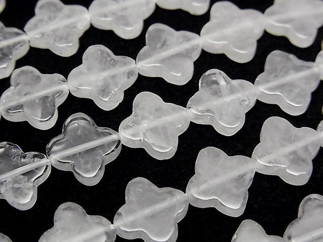 [Video] White Jade Flower Motif 10x10mm 1strand beads (approx. 15 inches/36 cm)