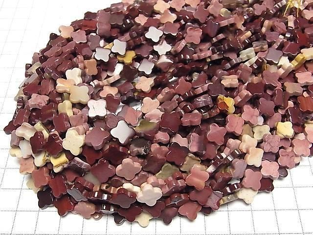 [Video] Mookaite Flower Motif 10x10mm 1strand beads (approx. 15 inches/36 cm)