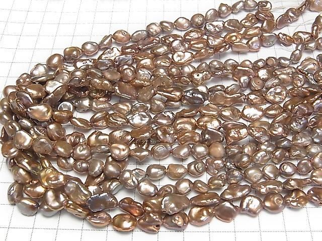 [Video] Fresh Water Pearl Keshi Pearl AA Baroque 7-12mm Bronze Gold 1strand beads (approx. 15 inches/37 cm)