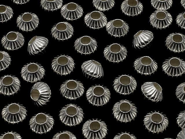 Silver925  Line Carved Rondelle  5.3mm 3pcs