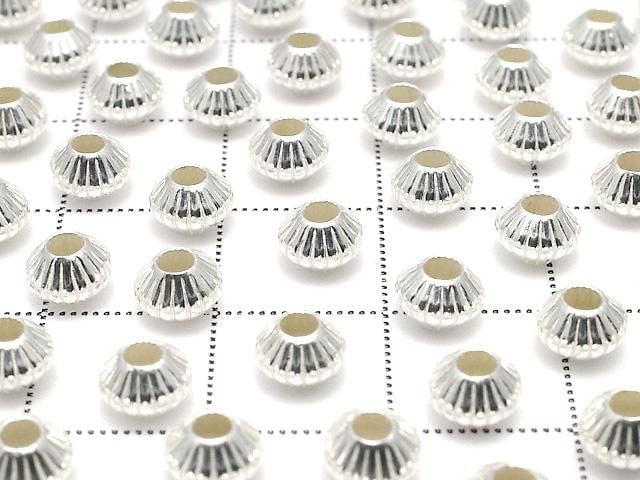 Silver925  Line Carved Rondelle  5.3mm 3pcs