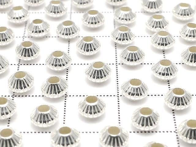 Silver925  Line Carved Rondelle  5.3mm 3pcs