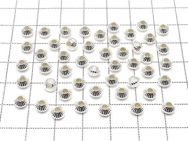 Silver925  Line Carved Rondelle  5.3mm 3pcs