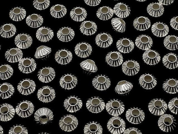 Silver925  Line Carved Rondelle  4.3mm 5pcs