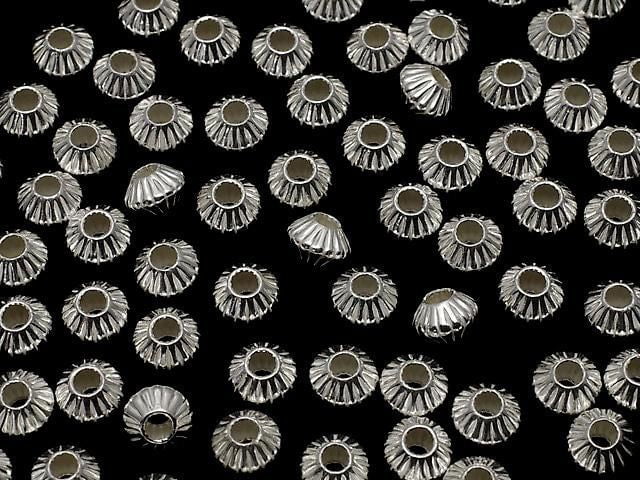 Silver925  Line Carved Rondelle  4.3mm 5pcs