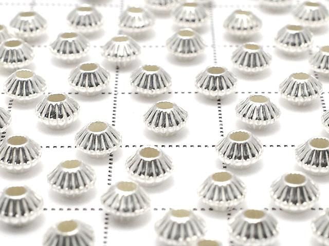 Silver925  Line Carved Rondelle  4.3mm 5pcs