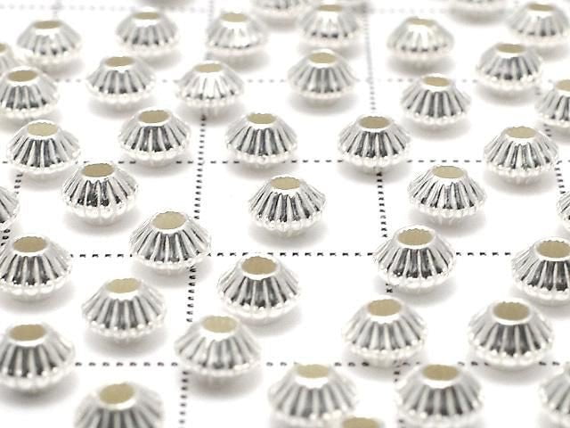 Silver925  Line Carved Rondelle  4.3mm 5pcs