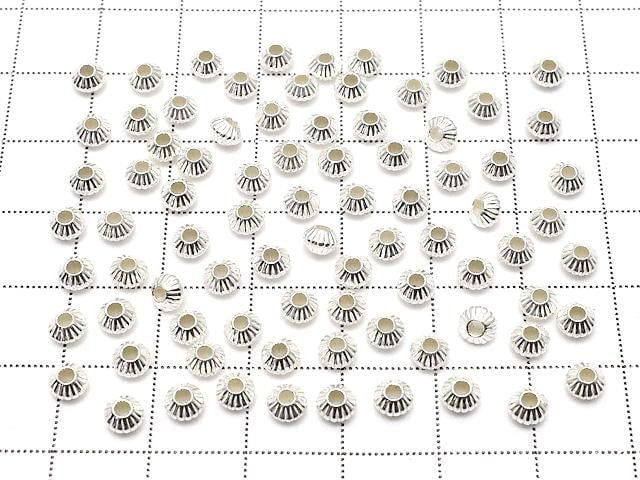 Silver925  Line Carved Rondelle  4.3mm 5pcs