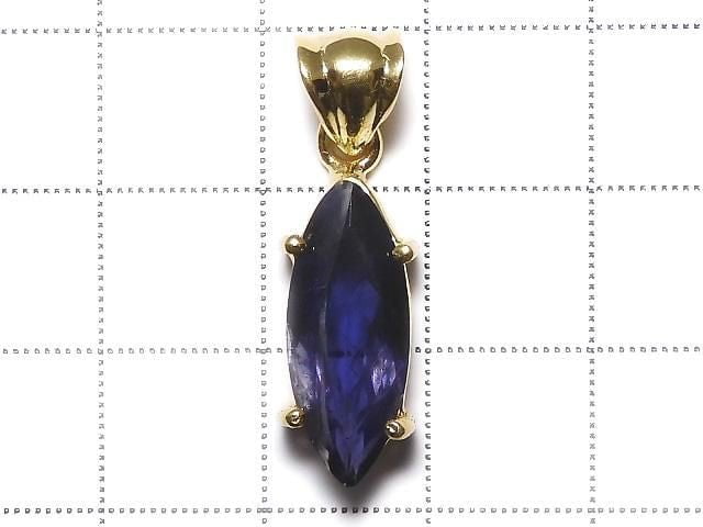 [Video][One of a kind] High Quality Iolite AAA- Faceted Pendant 18KGP NO.31