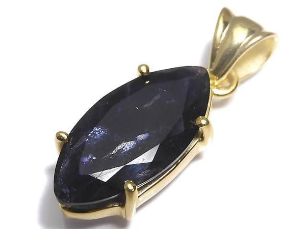 [Video][One of a kind] High Quality Iolite AAA- Faceted Pendant 18KGP NO.35