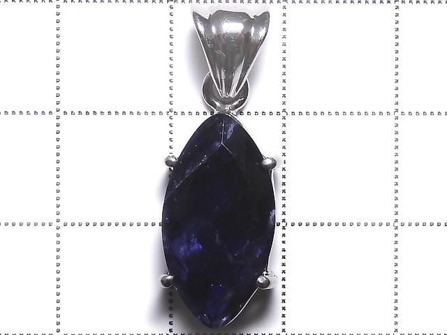 [Video][One of a kind] High Quality Iolite AAA- Faceted Pendant Silver925 NO.42