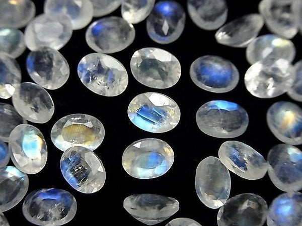 [Video] High Quality Rainbow Moonstone AAA- Loose Oval Faceted 8x6mm 3pcs