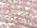 [Video] Lampwork Beads Faceted Button Rondelle 8x8x6mm Rose Pattern [Pink] Half or 1strand beads (approx. 11 inches/28 cm)