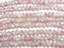 [Video] Lampwork Beads Faceted Button Rondelle 8x8x6mm Rose Pattern [Pink] Half or 1strand beads (approx. 11 inches/28 cm)