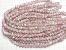 [Video] Lampwork Beads Faceted Button Rondelle 8x8x6mm Rose Pattern [Pink] Half or 1strand beads (approx. 11 inches/28 cm)