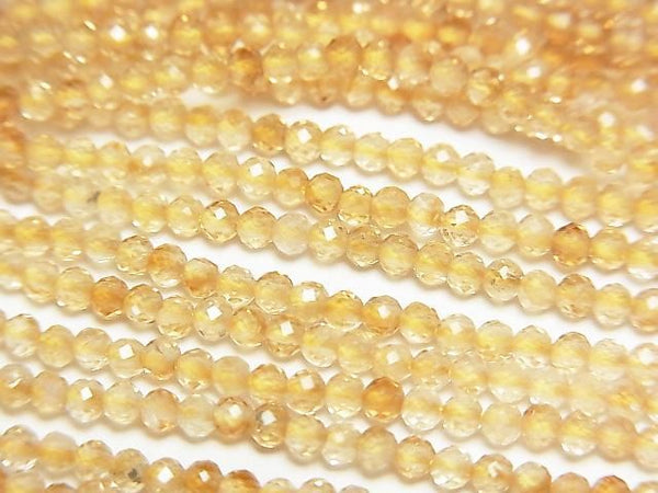 [Video] High Quality! Citrine AA++ Faceted Round 2mm 1strand beads (aprx.15inch/36cm)
