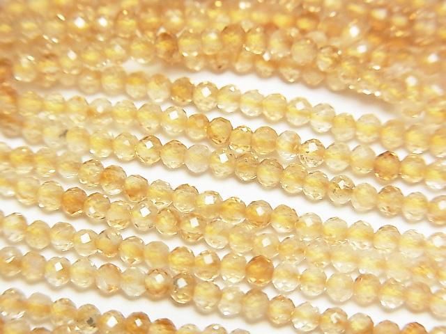 [Video] High Quality! Citrine AA++ Faceted Round 2mm 1strand beads (aprx.15inch/36cm)