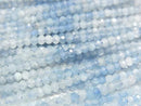 [Video]High Quality! Aquamarine AA+ Faceted Button Rondelle 3x3x2mm 1strand beads (aprx.15inch/37cm)