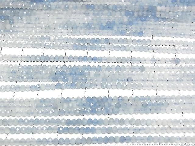[Video]High Quality! Aquamarine AA+ Faceted Button Rondelle 3x3x2mm 1strand beads (aprx.15inch/37cm)