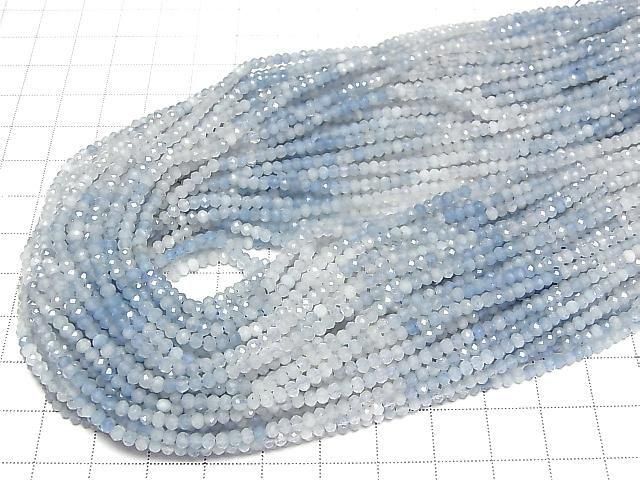 [Video]High Quality! Aquamarine AA+ Faceted Button Rondelle 3x3x2mm 1strand beads (aprx.15inch/37cm)