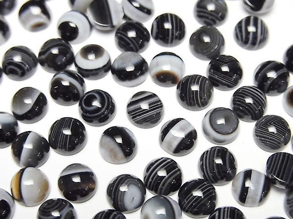 [Video] Stripeed Onyx AAA Round Cabochon 6x6mm 10pcs