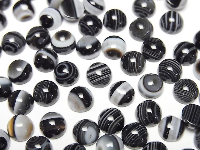 [Video] Stripeed Onyx AAA Round Cabochon 6x6mm 10pcs