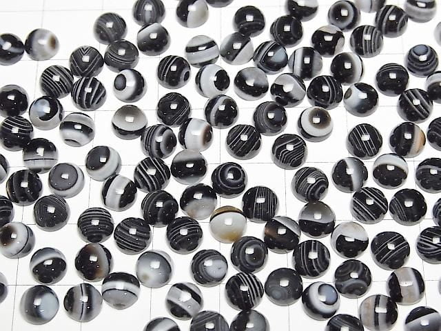 [Video] Stripeed Onyx AAA Round Cabochon 6x6mm 10pcs