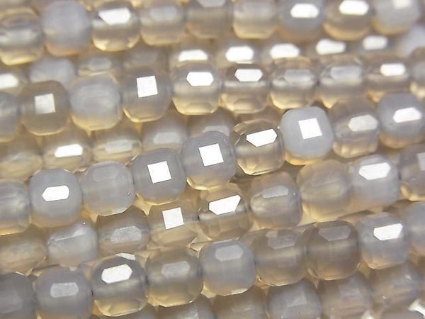 [Video] High Quality! Gray Onyx Cube Shape 5x5x5mm 1strand beads (approx. 15 inches/36 cm)