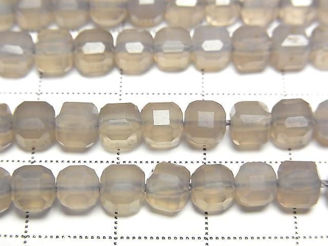 [Video] High Quality! Gray Onyx Cube Shape 5x5x5mm 1strand beads (approx. 15 inches/36 cm)