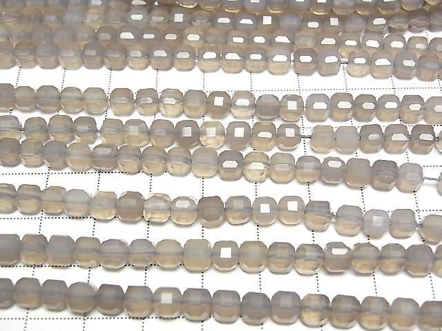 [Video] High Quality! Gray Onyx Cube Shape 5x5x5mm 1strand beads (approx. 15 inches/36 cm)