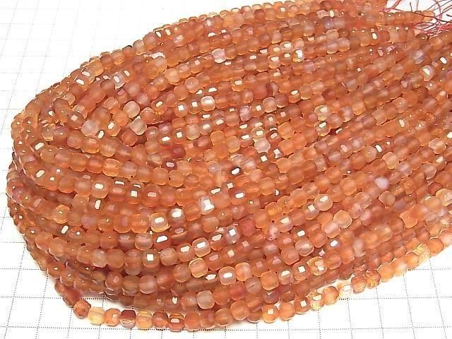 [Video] High Quality! Mixed Carnelian Cube Shape 5x5x5mm 1strand beads (approx. 15 inches/36 cm)