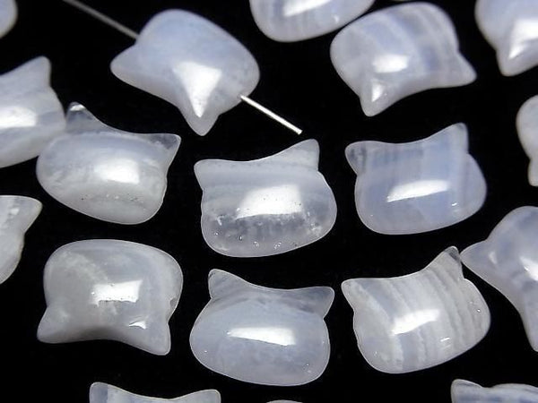 [Video] Blue Lace Agate AA Cat Motif 10x12mm [Horizontal hole] 2pcs