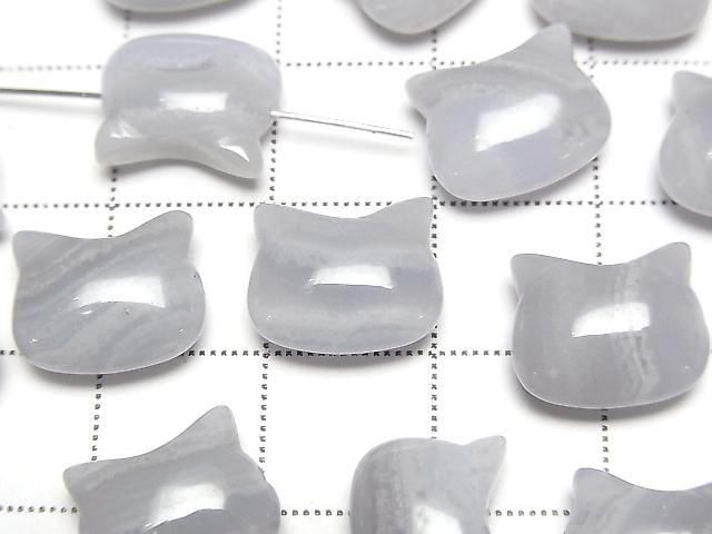 [Video] Blue Lace Agate AA++ Cat Motif 10x12mm [Horizontal hole] 2pcs