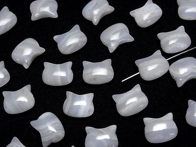 [Video] Blue Lace Agate AA++ Cat Motif 10x12mm [Horizontal hole] 2pcs