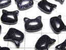 [Video] Blue Golden Sand Stone Cat Motif 10x12mm [Horizontal hole] 2pcs