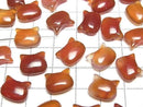 [Video] Red Agate Cat Motif 10x12mm [Horizontal hole] 2pcs
