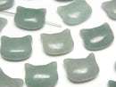 [Video] Green Aventurine Cat Motif 10x12mm [Horizontal hole] 3pcs