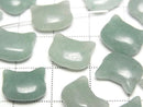 [Video] Green Aventurine Cat Motif 10x12mm [Horizontal hole] 3pcs