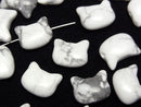 [Video] Howlite Magnesite Cat Motif 10x12mm [Horizontal hole] 3pcs