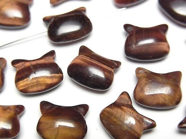 [Video] Red Tiger's Eye AA+ Cat Motif 10x12mm [Horizontal hole] 3pcs