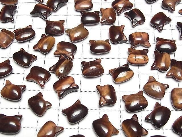 [Video] Red Tiger's Eye AA+ Cat Motif 10x12mm [Horizontal hole] 3pcs