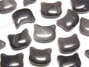 [Video] Silver Obsidian Cat Motif 10x12mm [Horizontal hole] 2pcs