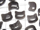 [Video] Silver Obsidian Cat Motif 10x12mm [Horizontal hole] 2pcs