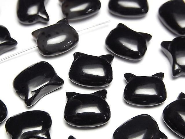 [Video] Onyx Cat Motif 10x12mm [Horizontal hole] 2pcs