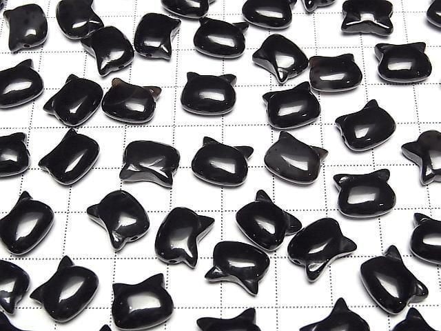 [Video] Onyx Cat Motif 10x12mm [Horizontal hole] 2pcs