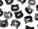 [Video] Striped Onyx Cat Motif 10x12mm [Horizontal hole] 2pcs