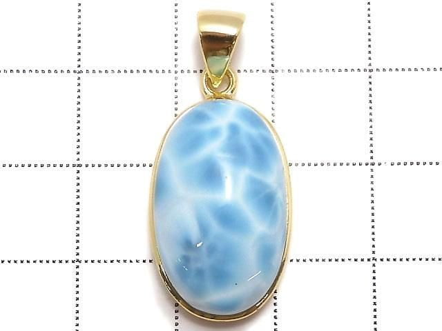 [Video][One of a kind] Larimar Pectolite AAA Pendant 18KGP NO.28