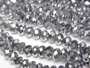 [Video] Glass Beads Faceted Button Rondelle 4x4x3mm Silver 1strand beads (approx. 10 inches/26 cm)