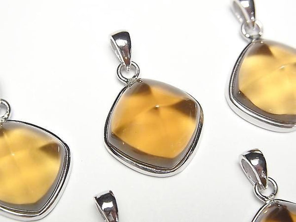 [Video]High Quality Beer Crystal Quartz AAA Sugarloaf Cut 14.5x14.5mm Pendant Silver925 1pc